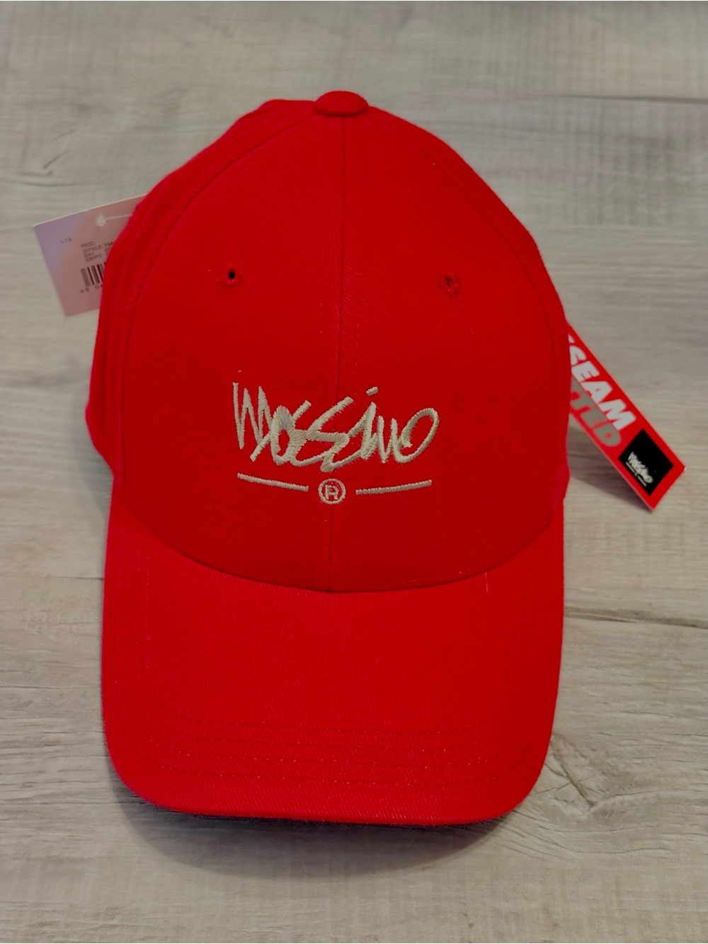 Vintage Mossimo Logo Flexseam Fitted Hat Red Snapback Cap Y2K Old Deadstock NWT